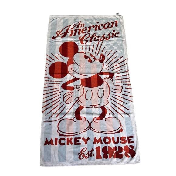 Vintage Mickey Mouse Beach Towel Red Authentic Disney Parks Retro Souvenir NICE! - Picture 1 of 12